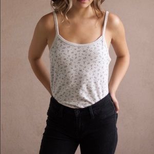 Heather grey floral tank top